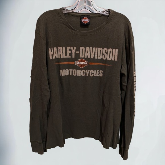 Harley Davidson Motorcycles Thermal Shirt Sleeve Spellout Alabama Men's Large - Picture 3 of 4